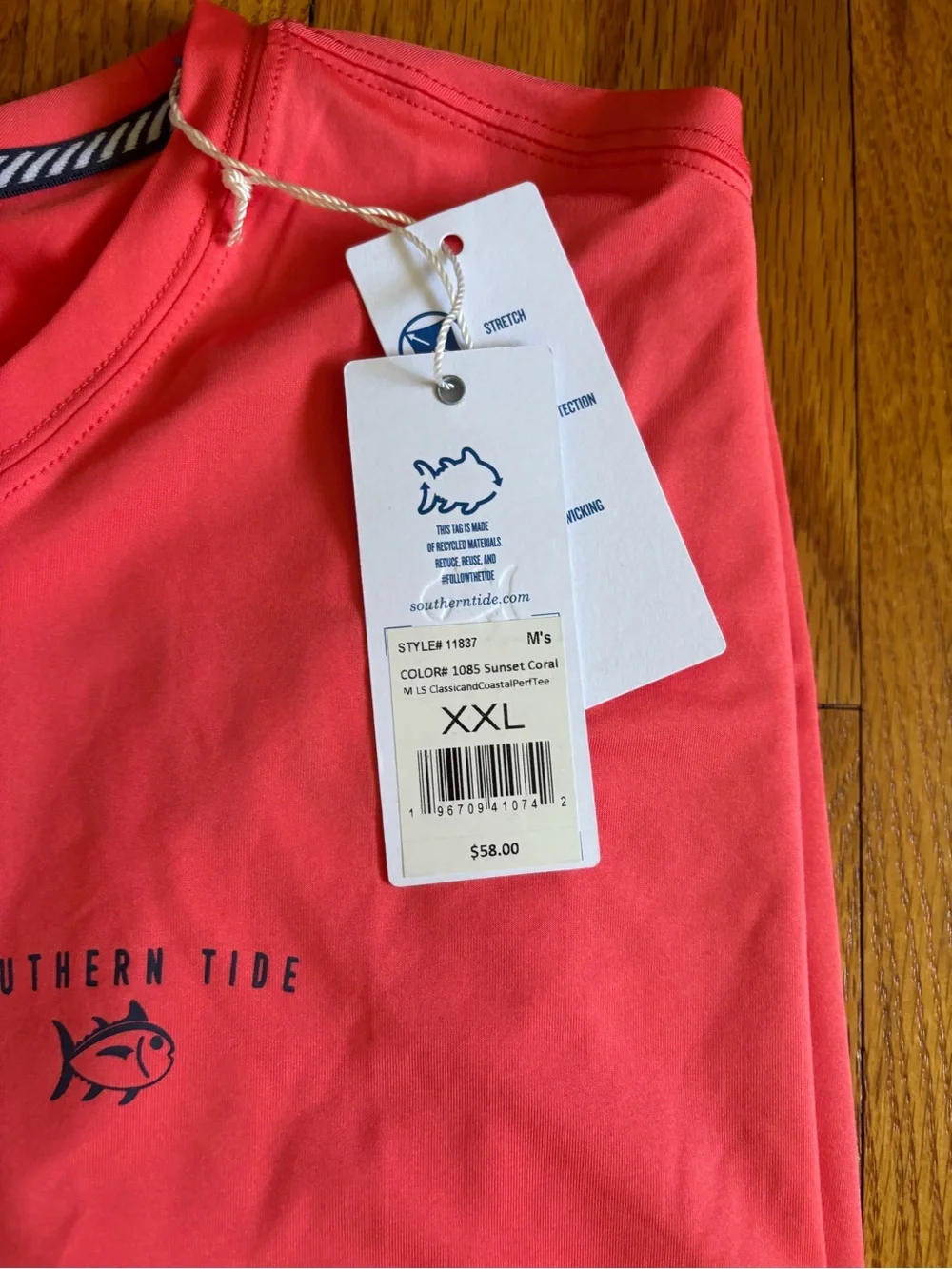 Southern Tide Sunset Coral Performance Tee - Picture 3 of 3